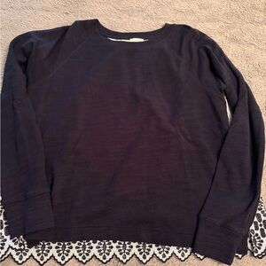 J. Crew Black Long Sleeve Top with Lace Hem